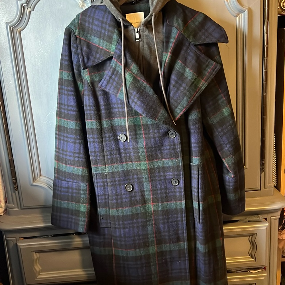 Avec Les Filles Wool Trench w/ Detachable Hood